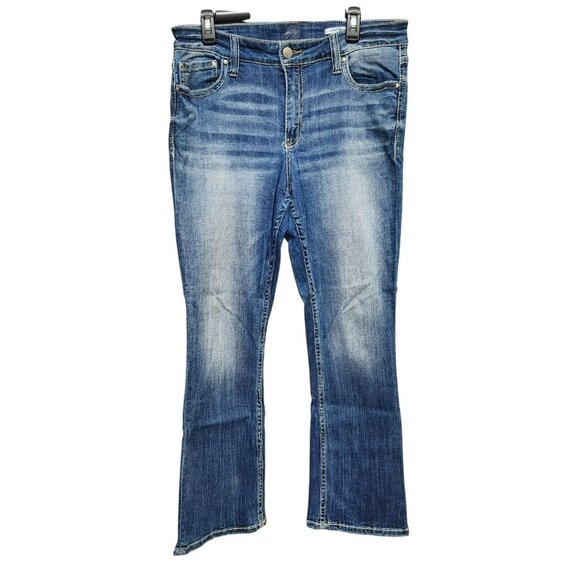 Daytrip Womens 33R Virgo Bootcut Jeans Blue High Rise Denim Medium Wash Stretch - Picture 1 of 16